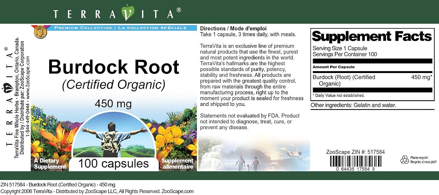 Burdock Root (Certified Organic) – 450 mg, 100 Capsules - görsel 4