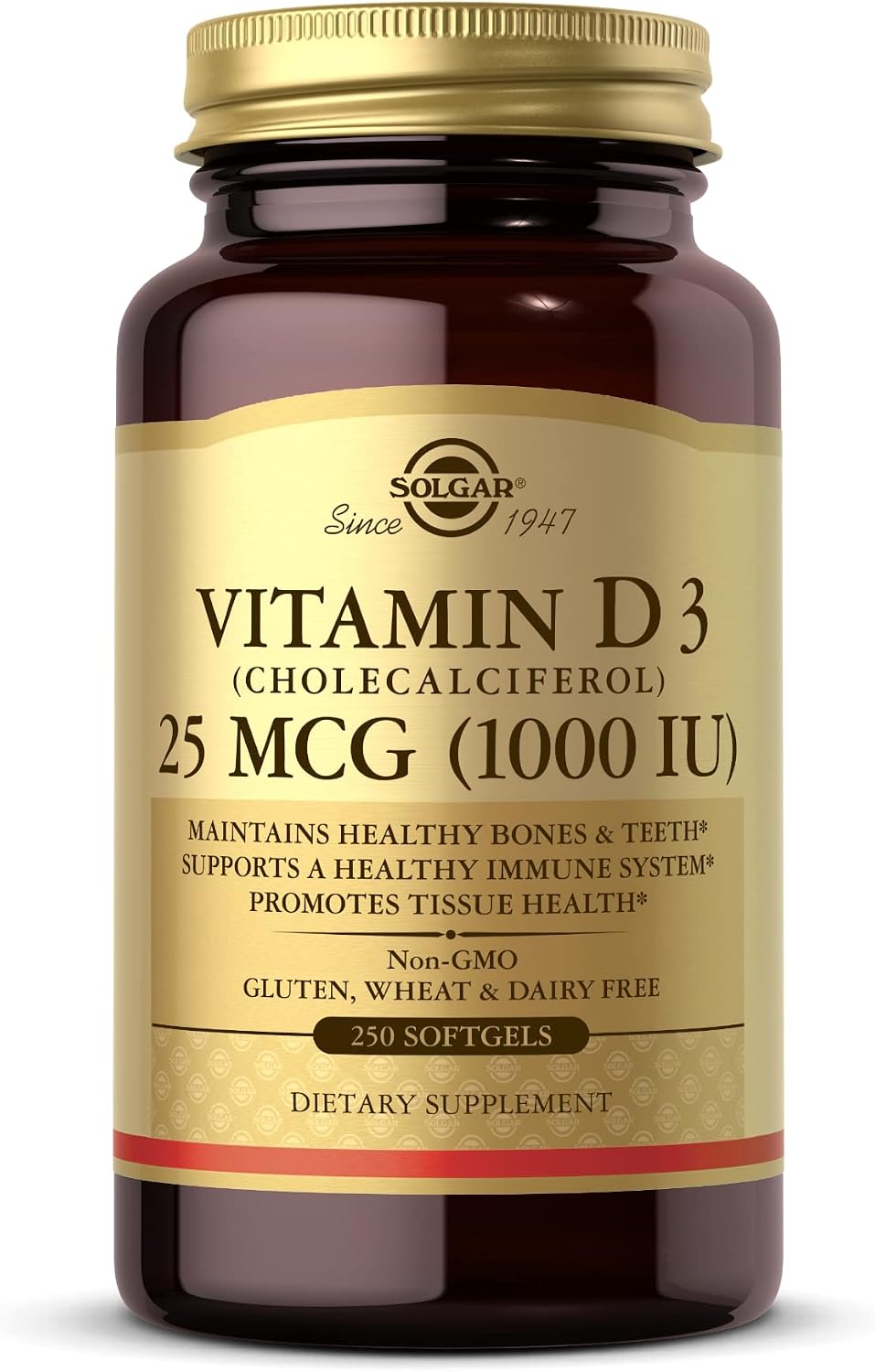 Solgar Vitamin D3 (Cholecalciferol) 1,000 IU Softgels, 250 Count - görsel 1
