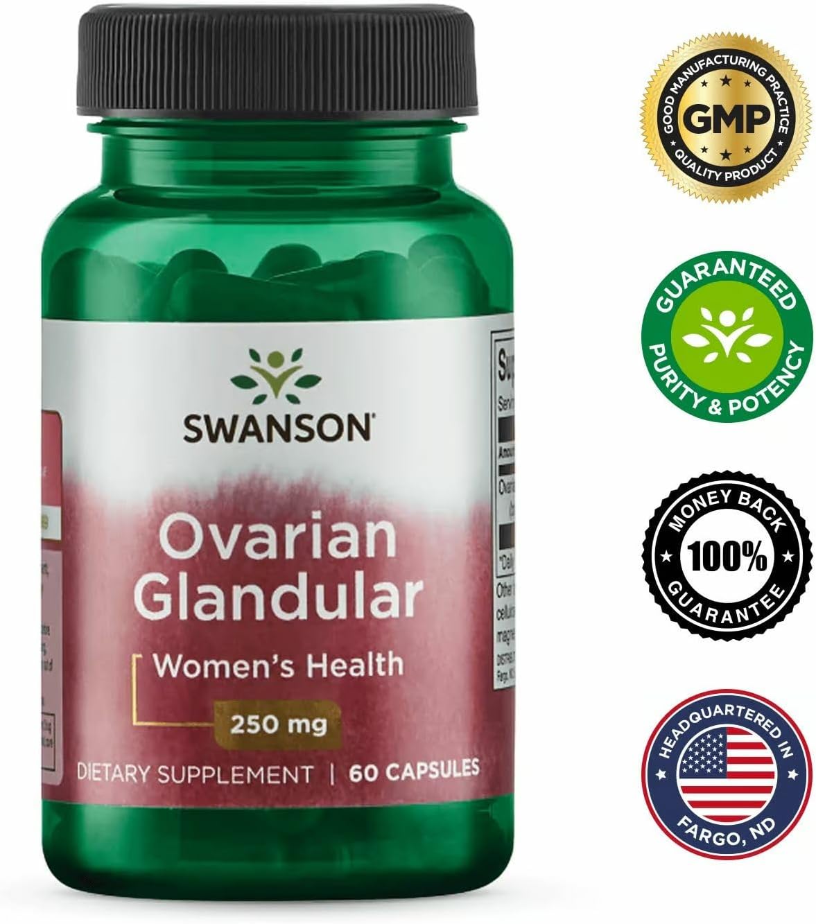 Swanson Ovarian Glandular – Natural Women's Glandular Health Supplement (60 Capsules, 250 mg Each, 3-Pack) - görsel 7