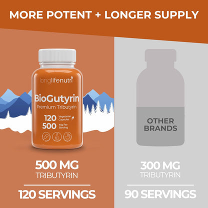 BioGutyrin – Tributyrin 500mg, Postbiotic Supplement for Gut Function & Nutrient Absorption, 120 Vegetarian Capsules – Image 3