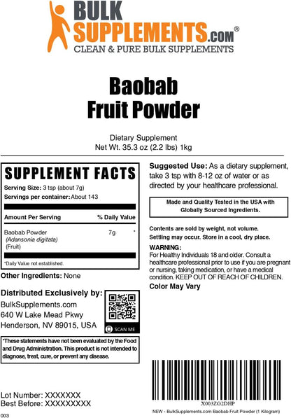 BulkSupplements Baobab Fruit Powder - 1 kg