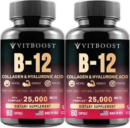 VITBOOST B12 Methylcobalamin Complex with – Energy metabolism: B12 and B-complex vitamins help convert – Image 1