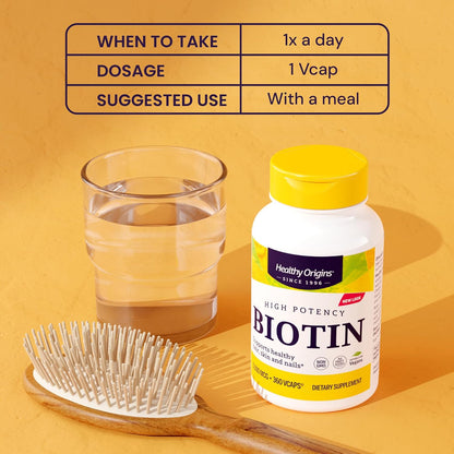 Healthy Origins Biotin 5,000 mcg (5 mg), 360 Vegie Capsules