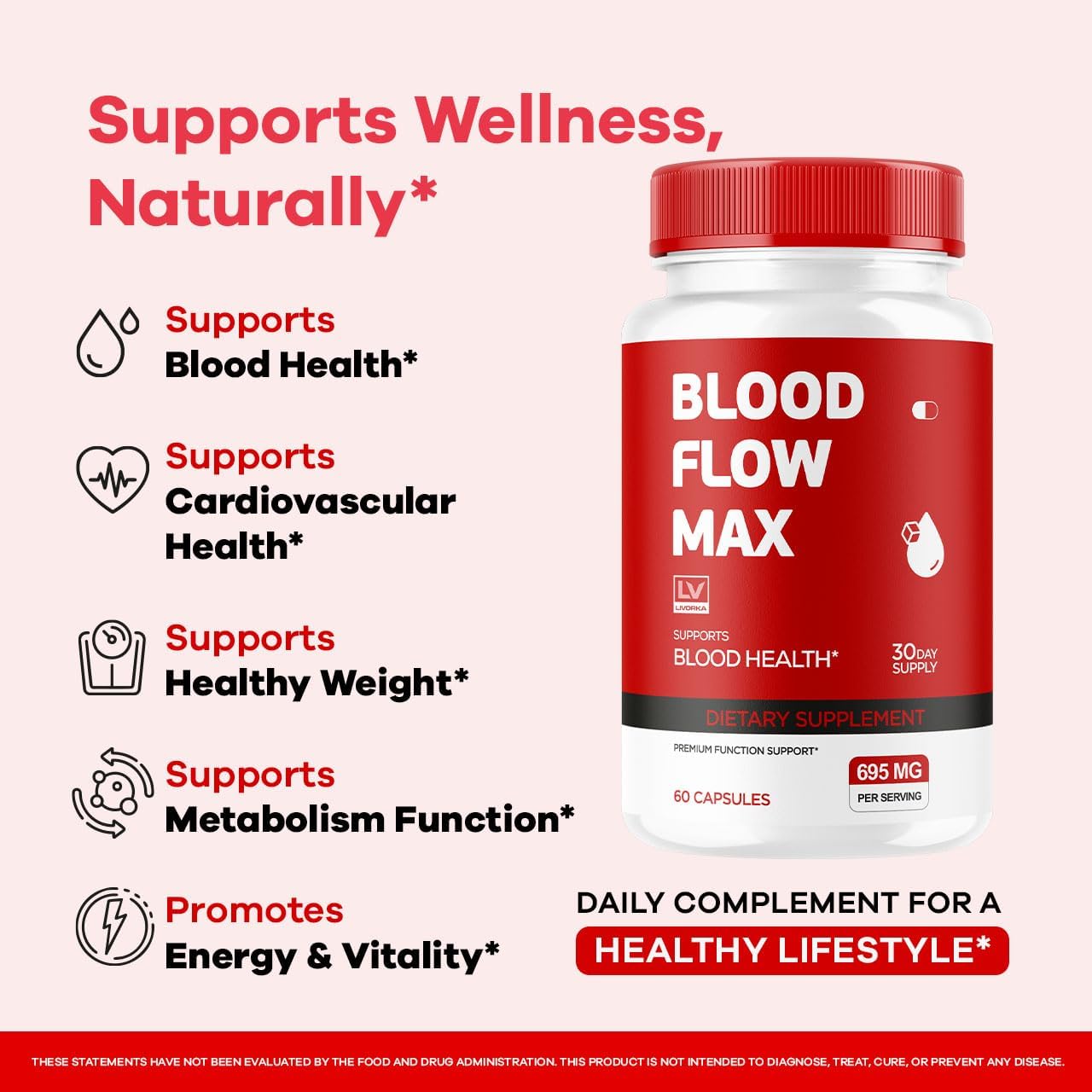 LIVORKA Blood Flow Max Capsules - Blood Support for General Wellbeing (60 Capsules) - görsel 3