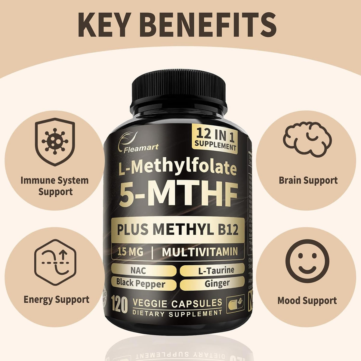 L-Methylfolate 15mg Plus Methyl B12 - – Cardiovascular Support: By promoting normal homocysteine metabolism, this – Image 8