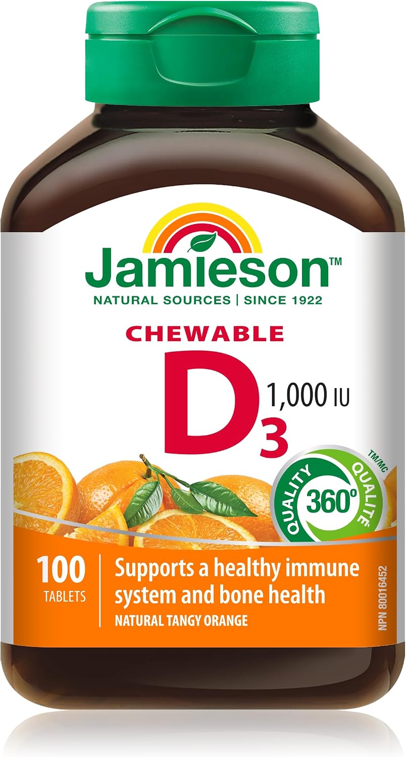 Jamieson Natural Tangy Orange Chewable Vitamin D 1000IU 100 tablets - görsel 1