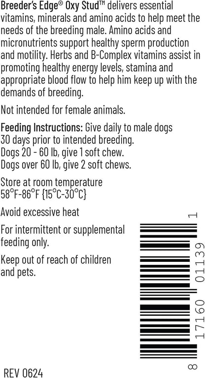 Breeder's Edge Oxy Stud Male Supplement Multivitamin - Soft Chews for Dogs & Cats (60 Chews)