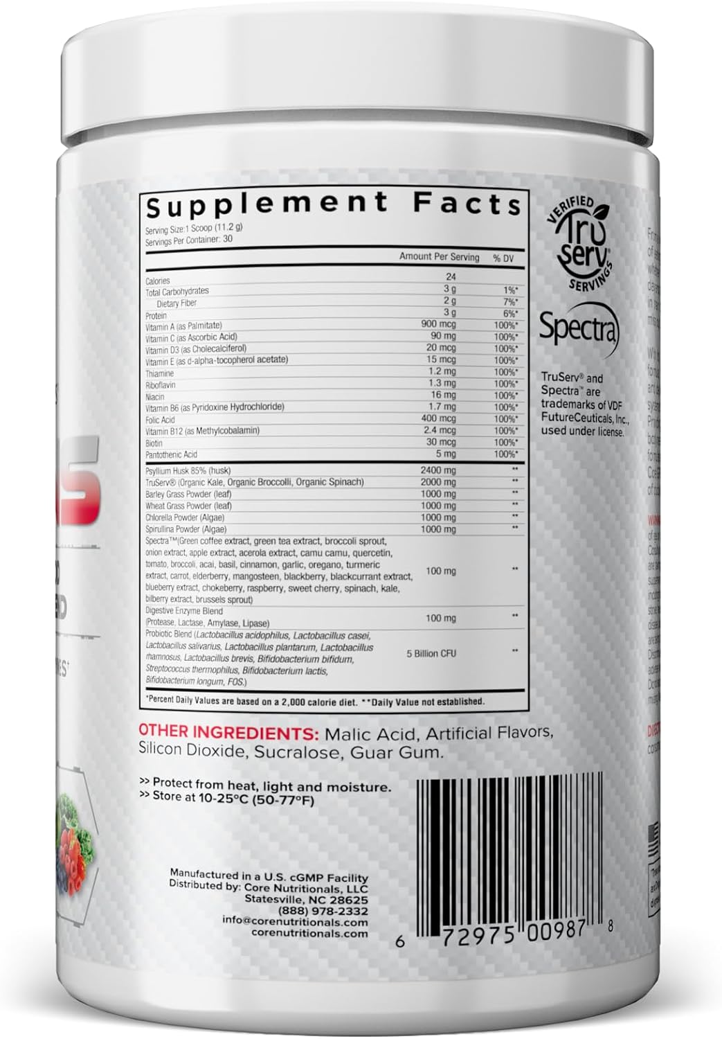 Core Nutritionals Greens | Premium Superfood Reds & Greens Blend | 5 Billion CFU Probiotics, Digestive Enzymes, & Antioxidants | 30 Servings (Berry Bliss) - görsel 9