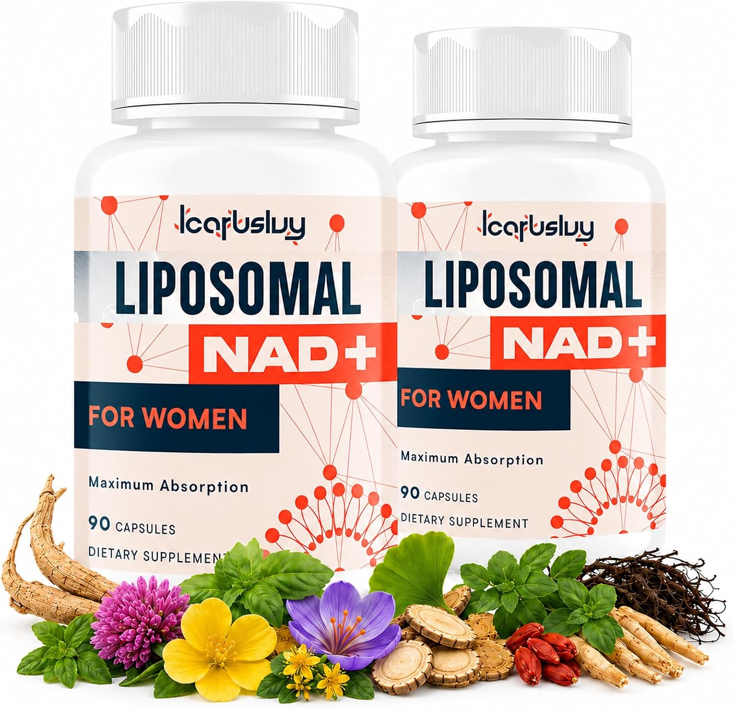 IcarusIvy NAD+ Supplements for Women's, NMN Alternative, Liposomal NAD+, Women's's Formula, 180 Capsules - görsel 1