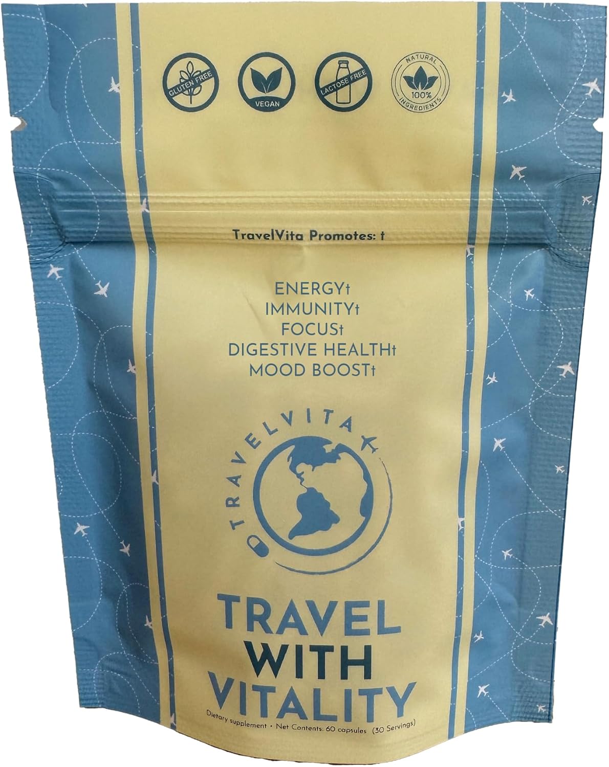Natural Travel Pills – Travel Supplement for Jet Lag Relief, Immunity & Energy (60-Day Supply) - görsel 2