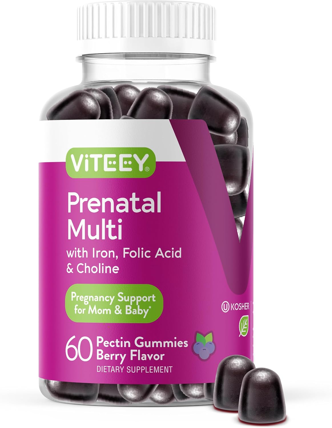 Viteey Prenatal Gummies with Iron, Folic – Folic Acid (Folate): Essential for the healthy development of the – Image 1