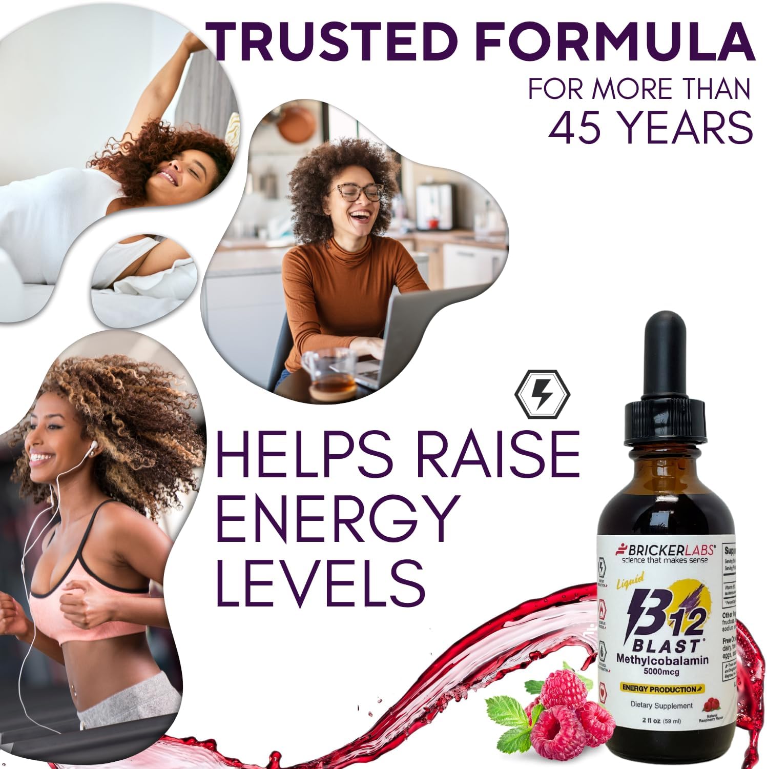 Bricker Labs B12 Blast Methylcobalamin 5000mcg Sublingual Liquid - Vegan B12 Energy Support - görsel 3