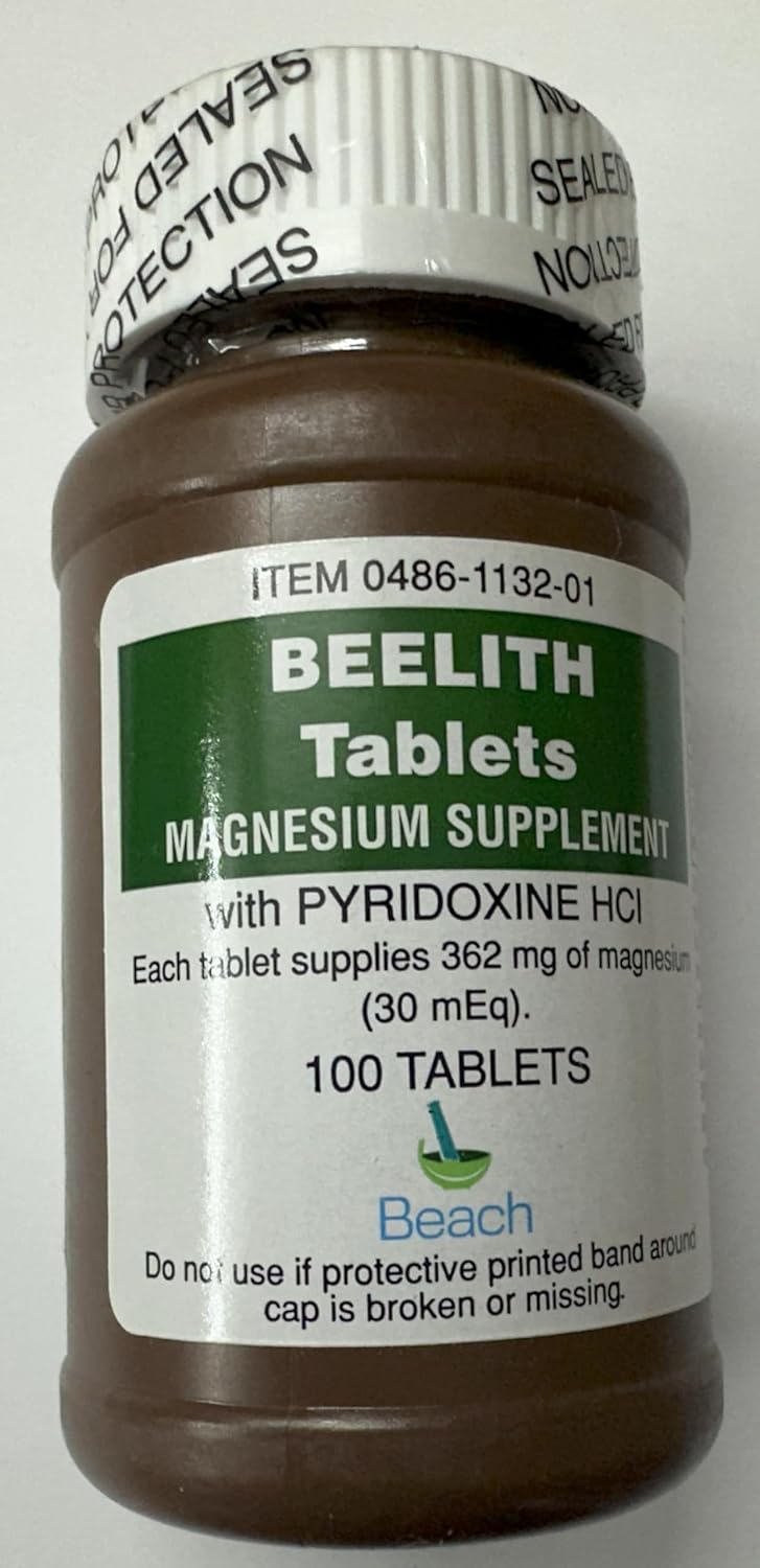 Magnesium with Vitamin B6 (Pyridoxine HCl) – 100 Tablets per Bottle, Pack of 2 - görsel 1