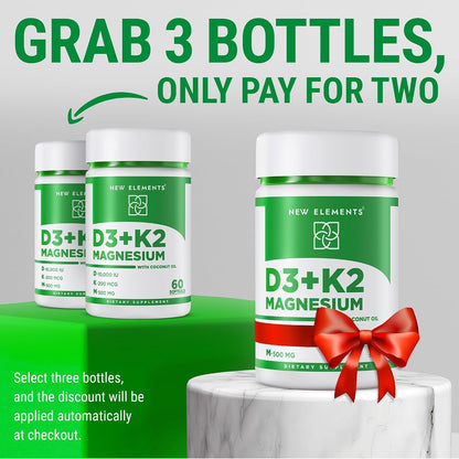 New Elements Vitamin D3 K2 10,000 IU with – Immune Function: Vitamin D3 assists healthy immune cell activity, and – Image 3