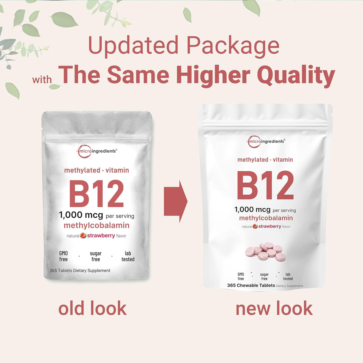 Micro Ingredients Vitamin B12 1,000 mcg Methylcobalamin – 365 Chewable Tablets, Fast Dissolve, Strawberry Flavour – Image 3
