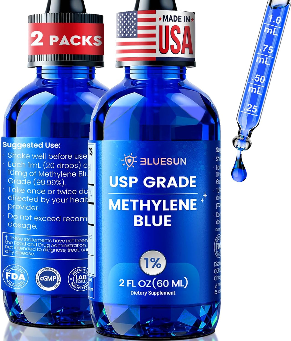 Bluesun Methylene Blue Drops 1% – USP Pharmaceutical Grade – 60 mL (10 mg/mL) – Image 10