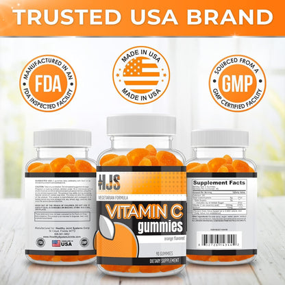 HJS Supplements Vitamin C Gummies - Orange Flavoured, 1000mg, 90 Count