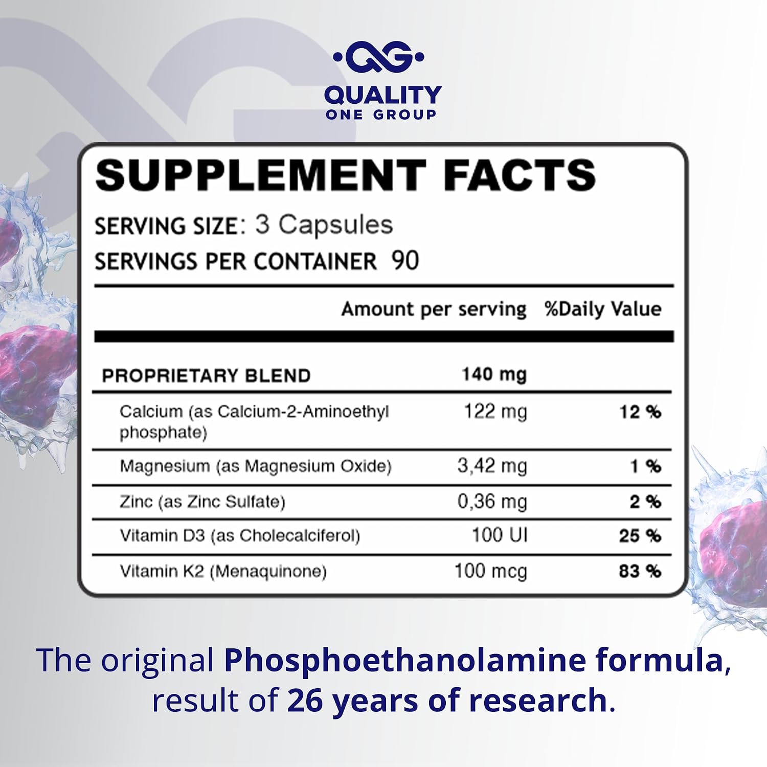 Fosfoetanolamina – Phosphoethanolamine Supplement with Vitamin D3 & K2, 270 Capsules - görsel 2