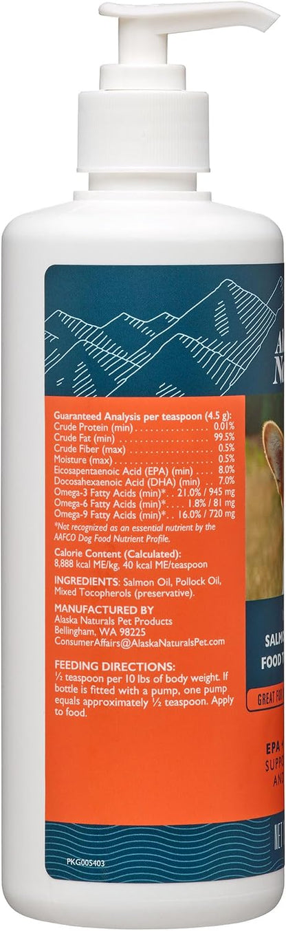 Alaska Naturals Wild Alaska Salmon Oil Formula Dog Food Topper – EPA and DHA Omega-3 Supplement