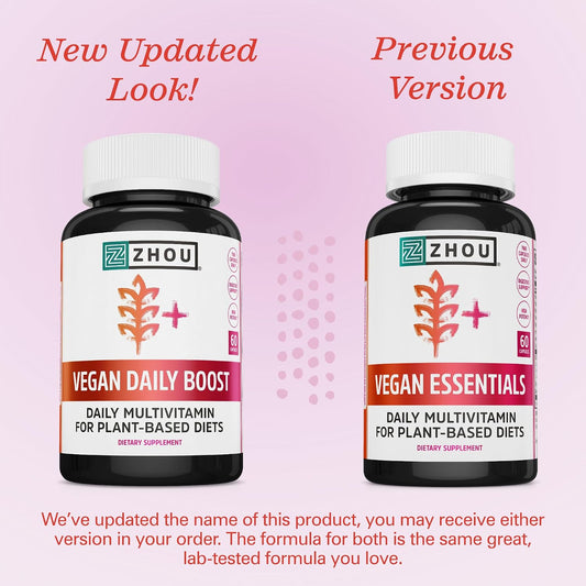 Zhou Vegan Multivitamin for Women's and Men – Form and Dosage: Zhou delivers its nutrients in two small vegan – Image 1