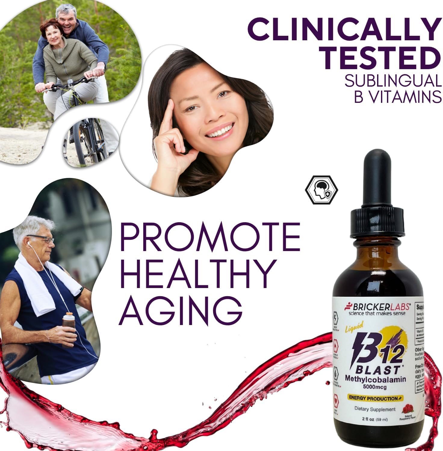 Bricker Labs B12 Blast Methylcobalamin 5000mcg Sublingual Liquid - Vegan B12 Energy Support - görsel 8