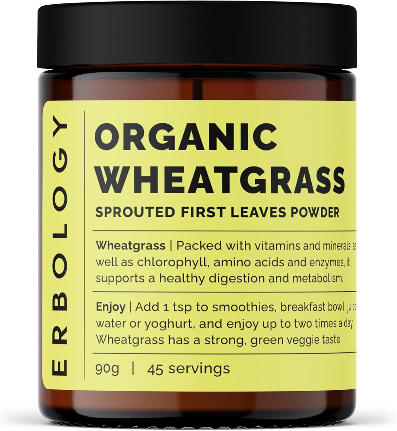 Erbology Organic Wheatgrass Powder – Body Cleansing & Gut Health Support, 90g (45 Servings) - görsel 1
