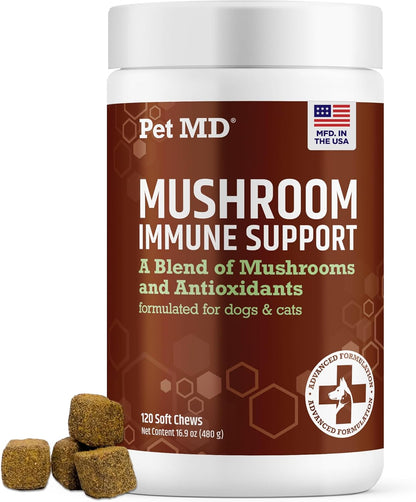 Pet MD Mushroom Immune Support for Dogs & – Immune Support: The mushroom mix plus vitamin C helps maintain a – Image 1