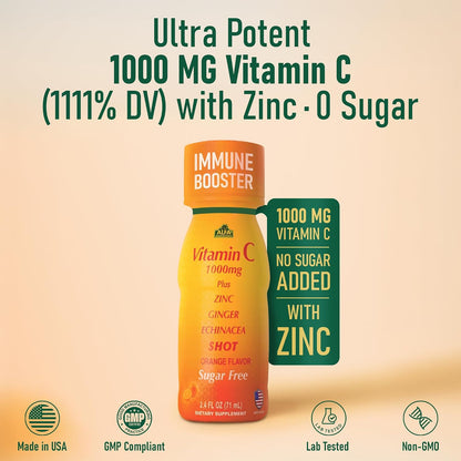 ALFA VITAMINS Vitamin C Shot 1000mg with Zinc, Ginger & Echinacea – Orange Flavour, 71 ml (40 Pack) – Image 3