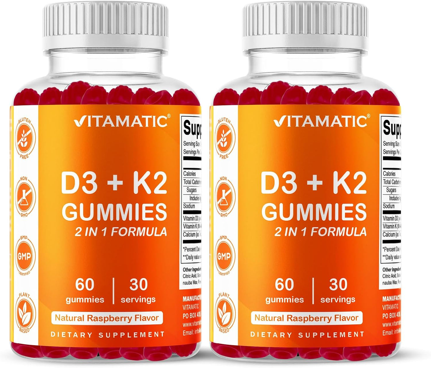 Vitamatic Vitamin D3 & K2 Gummies (2-Pack) – Bone, Heart & Immune Support - görsel 1