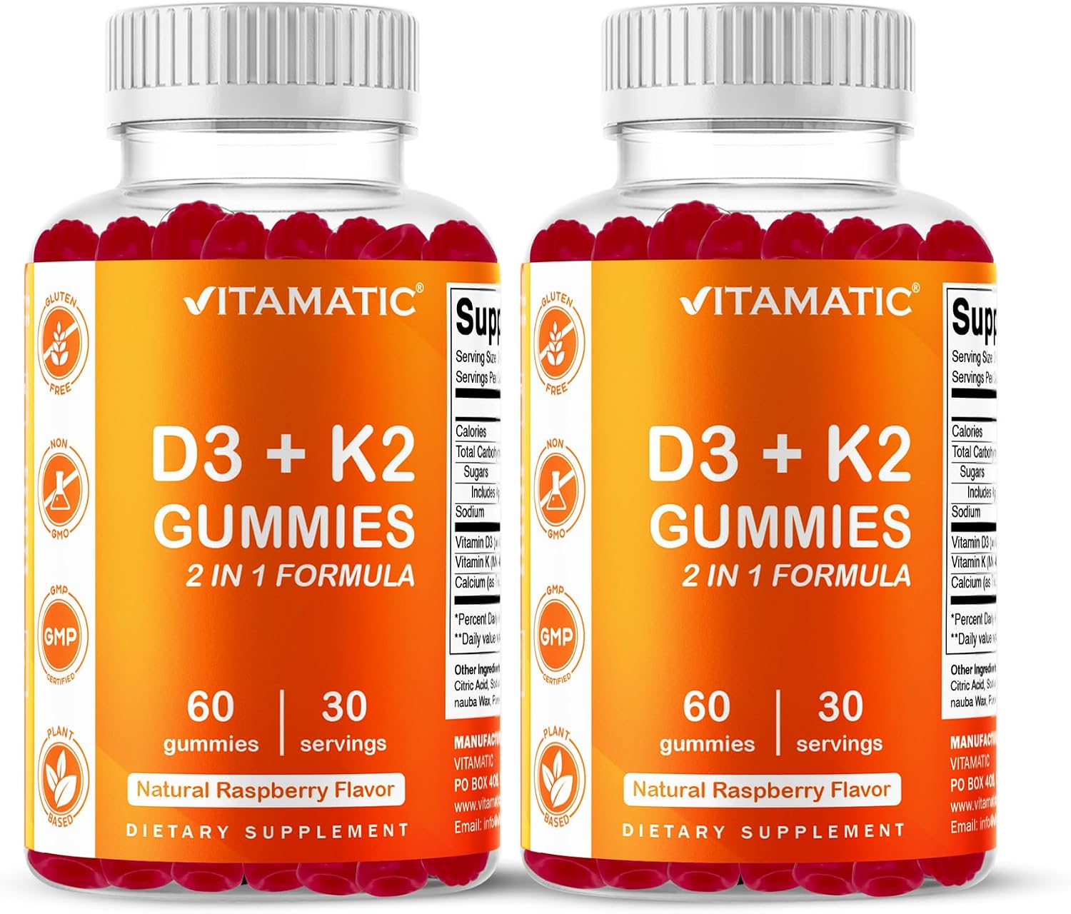 Vitamatic Vitamin D3 & K2 Gummies (2-Pack) – Bone, Heart & Immune Support - görsel 1