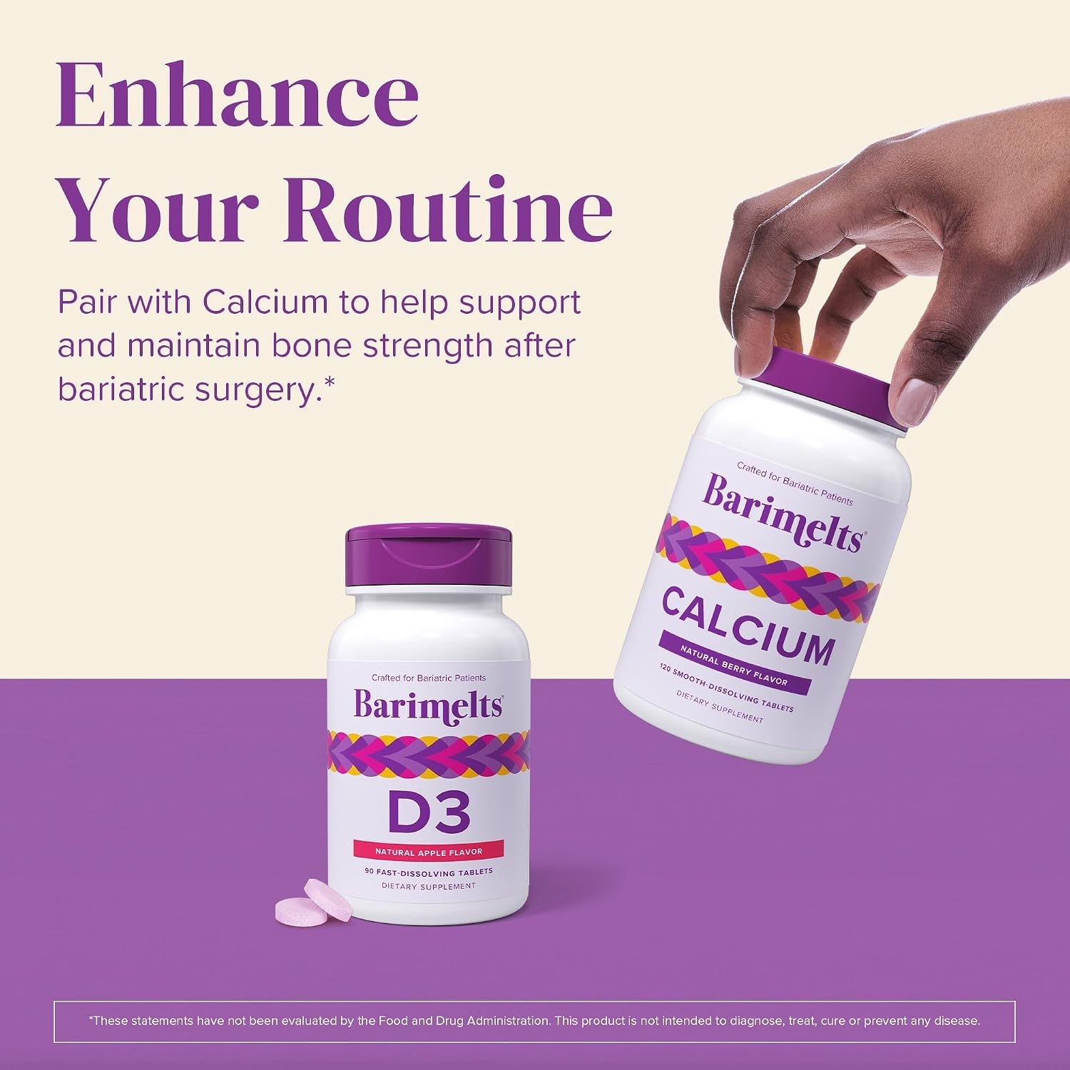 BariMelts Vitamin D3 5000 IU, 90 Fast-Dissolving Tablets (3-Month Supply), Bariatric Vitamins for Women, Natural Apple Flavour - görsel 7