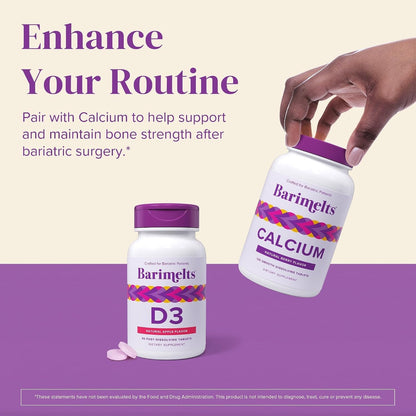 BariMelts Vitamin D3 5000 IU, 90 Fast-Dissolving Tablets (3-Month Supply), Bariatric Vitamins for Women, Natural Apple Flavour