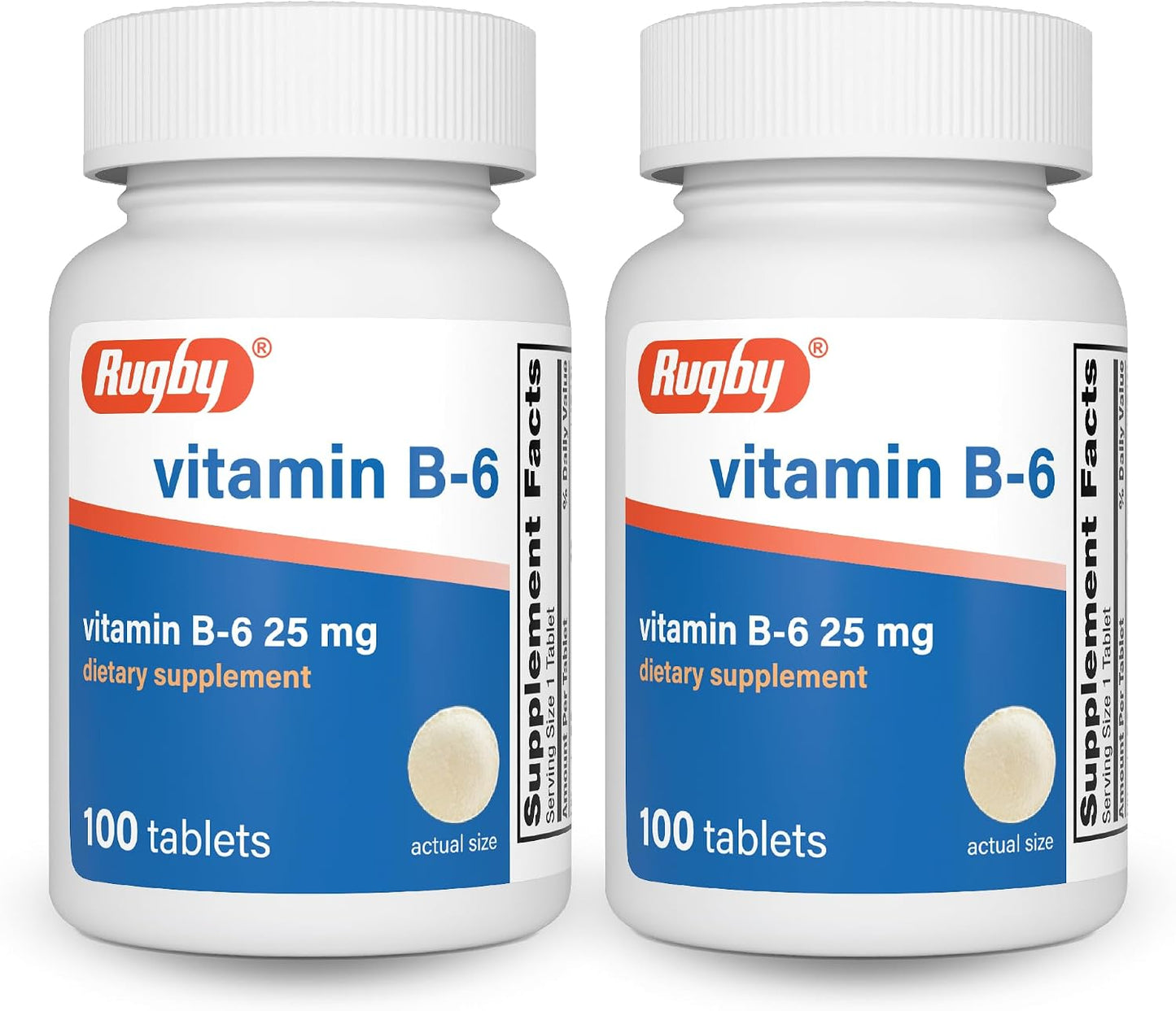 Rugby Vitamin B-6 Tablets - 25mg Vitamin B6 - Dietary Supplement - 100 Tablets - görsel 8