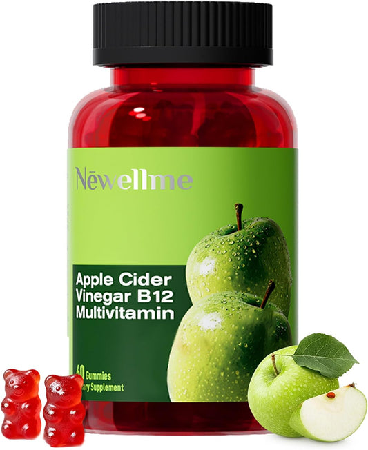 NEWELLME ACV Gummies with the Mother & B12 – – Digestive Support: The natural compounds in unfiltered ACV promote – Image 1