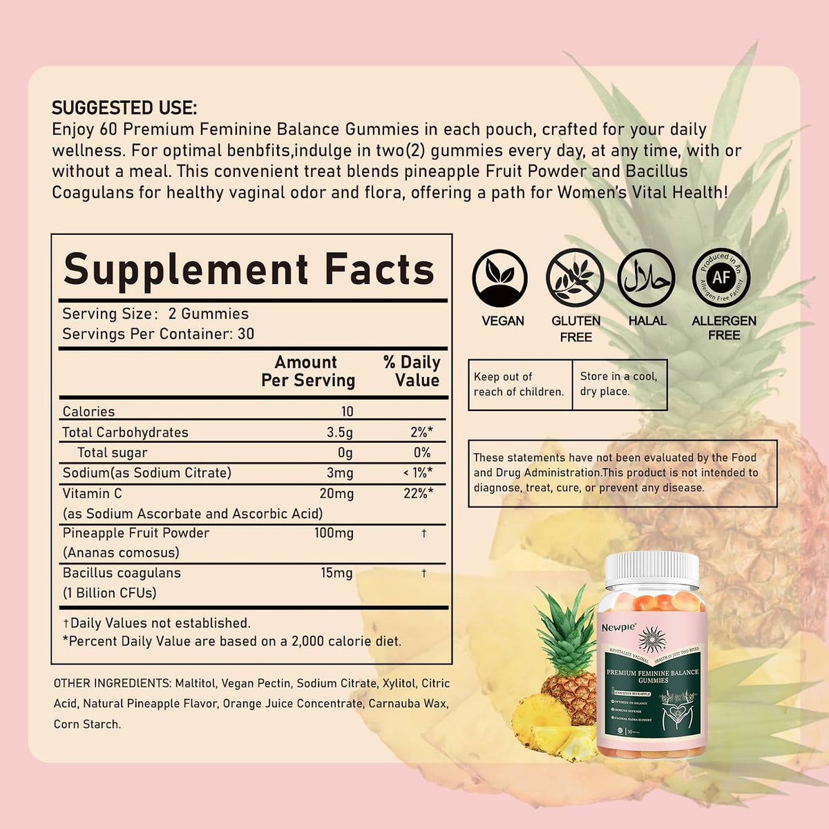 SUWENY Pineapple Gummies for Women's – – Immune Support: Antioxidants in the formula contribute to a healthy – Image 2