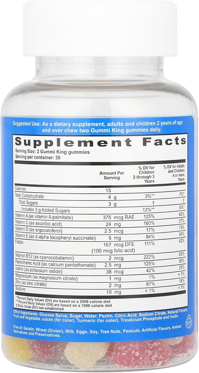 Gummi King Multivitamin and Mineral Supplement, Strawberry/Lemon/Orange/Grape/Cherry/Grapefruit, 60 Count - görsel 2