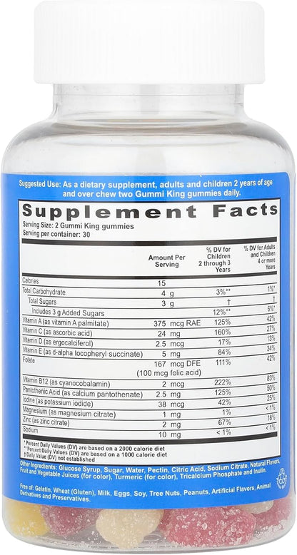 Gummi King Multivitamin and Mineral Supplement, Strawberry/Lemon/Orange/Grape/Cherry/Grapefruit, 60 Count