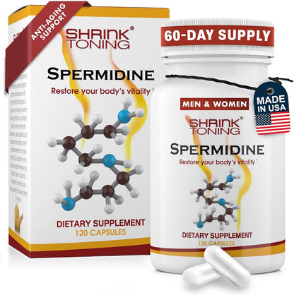 Shrink Spermidine Supplement – Autophagy Support and Healthy Ageing, 120 Vegan Capsules