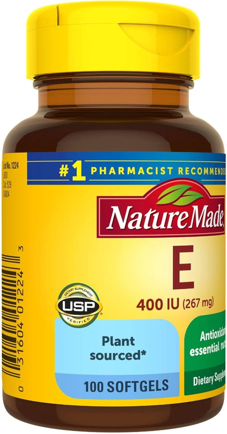 Nature Made Plant Sourced Vitamin E 267 mg (400 IU) d-Alpha Softgels, 100 Count (Pack of 3) - görsel 8