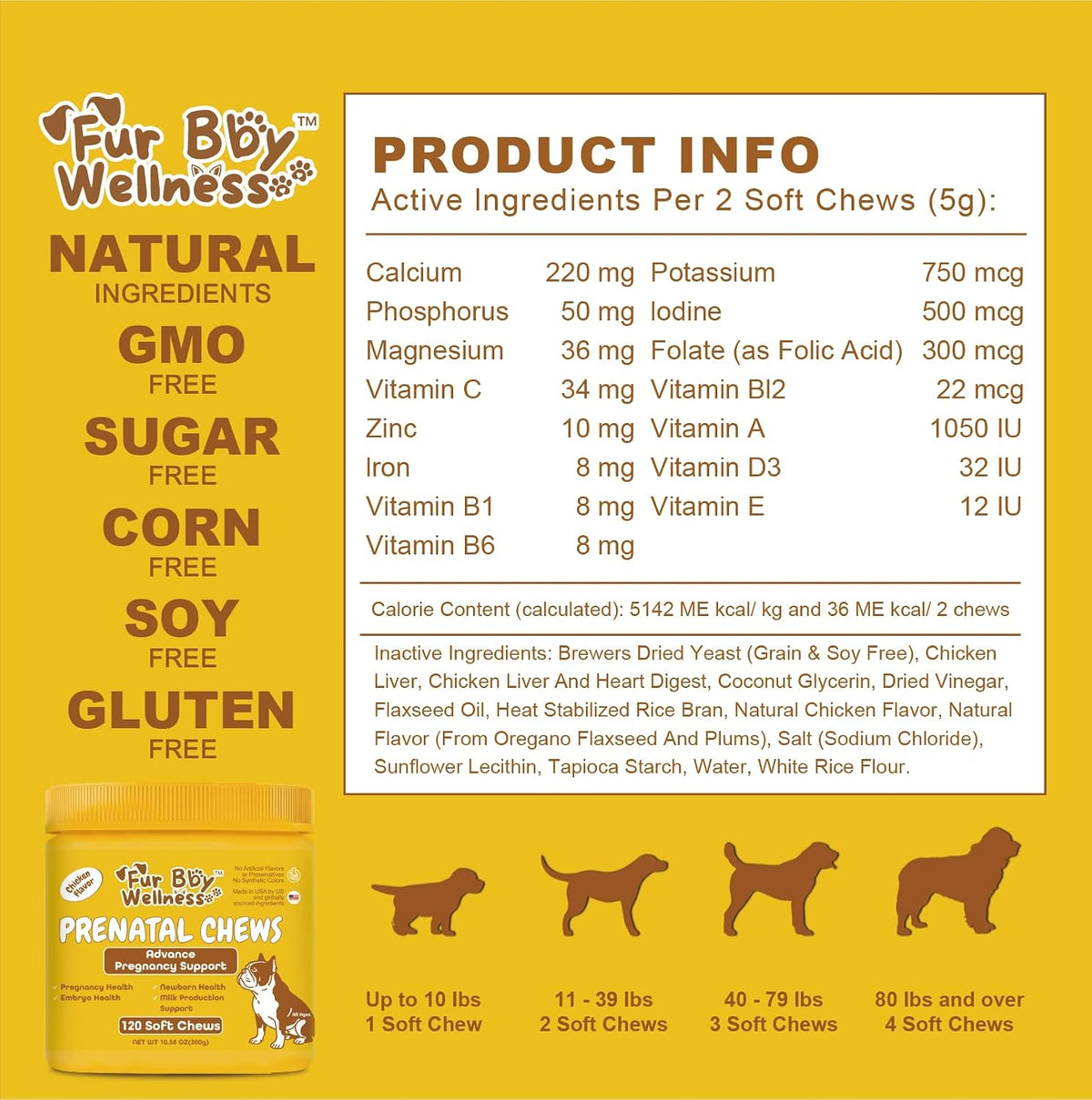 Dog Prenatal Vitamins for Pregnant & Nursing – Aids energy metabolism and brain development: B vitamins help – Image 3