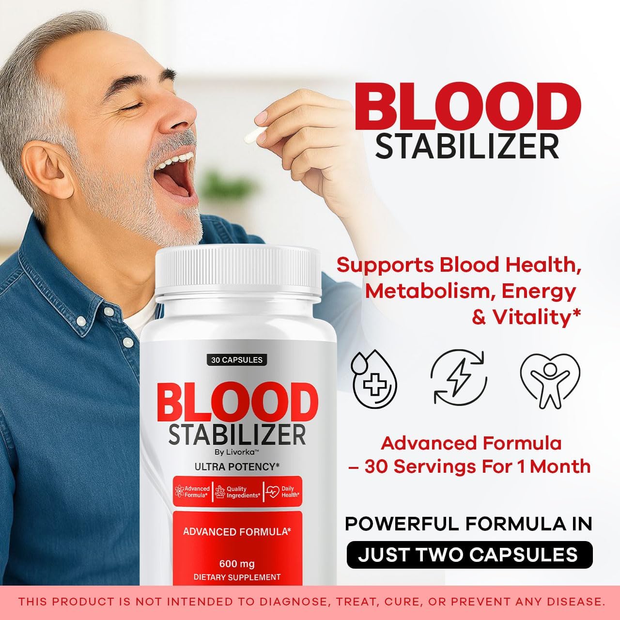 (3 Pack) Blood Stabiliser Supplement - Original Blood Stabiliser Advanced Blood Formula Capsules, BloodStabiliser All Nature's Pills - Maximum Strength, Premium Vitamin, 90 Capsules for 3 Months - görsel 2
