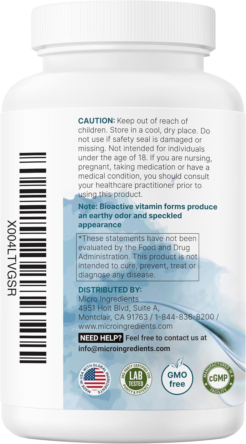 Micro Ingredients Pure Methylated B Complex, 240 Capsules - görsel 8