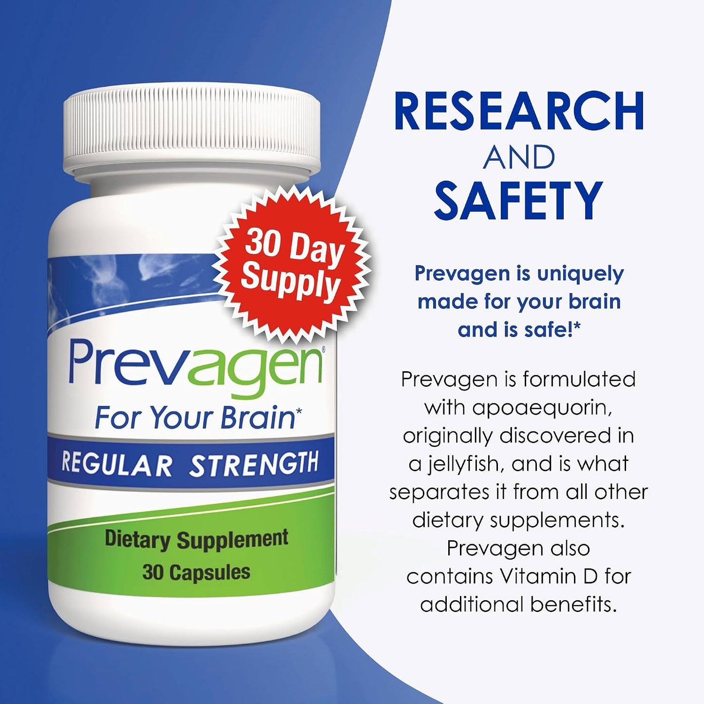 Prevagen Regular Strength - 30 Capsules (2 Pack) – Brain Supplement with Apoaequorin and Vitamin D3 - görsel 9