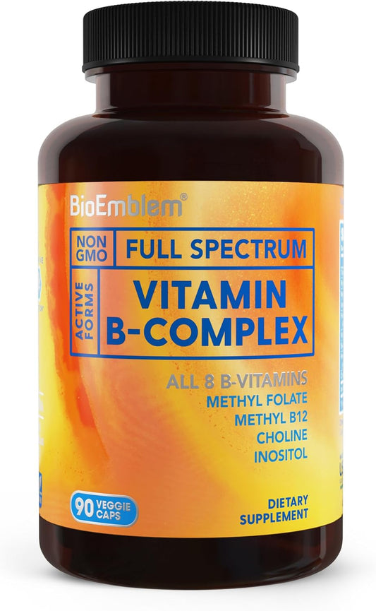 BioEmblem Vitamin B-Complex - All 8 Active – Energy Production: B vitamins help convert carbohydrates, fats, and – Image 1