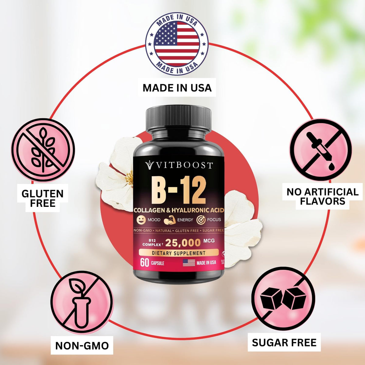 VITBOOST B12 Methylcobalamin Complex with – Heart and circulatory health: Vitamin B12 helps regulate homocysteine – Image 4