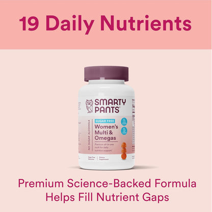 SmartyPants Women's Sugar free Multivitamin Gummies with Omega-3, 60 Gummies