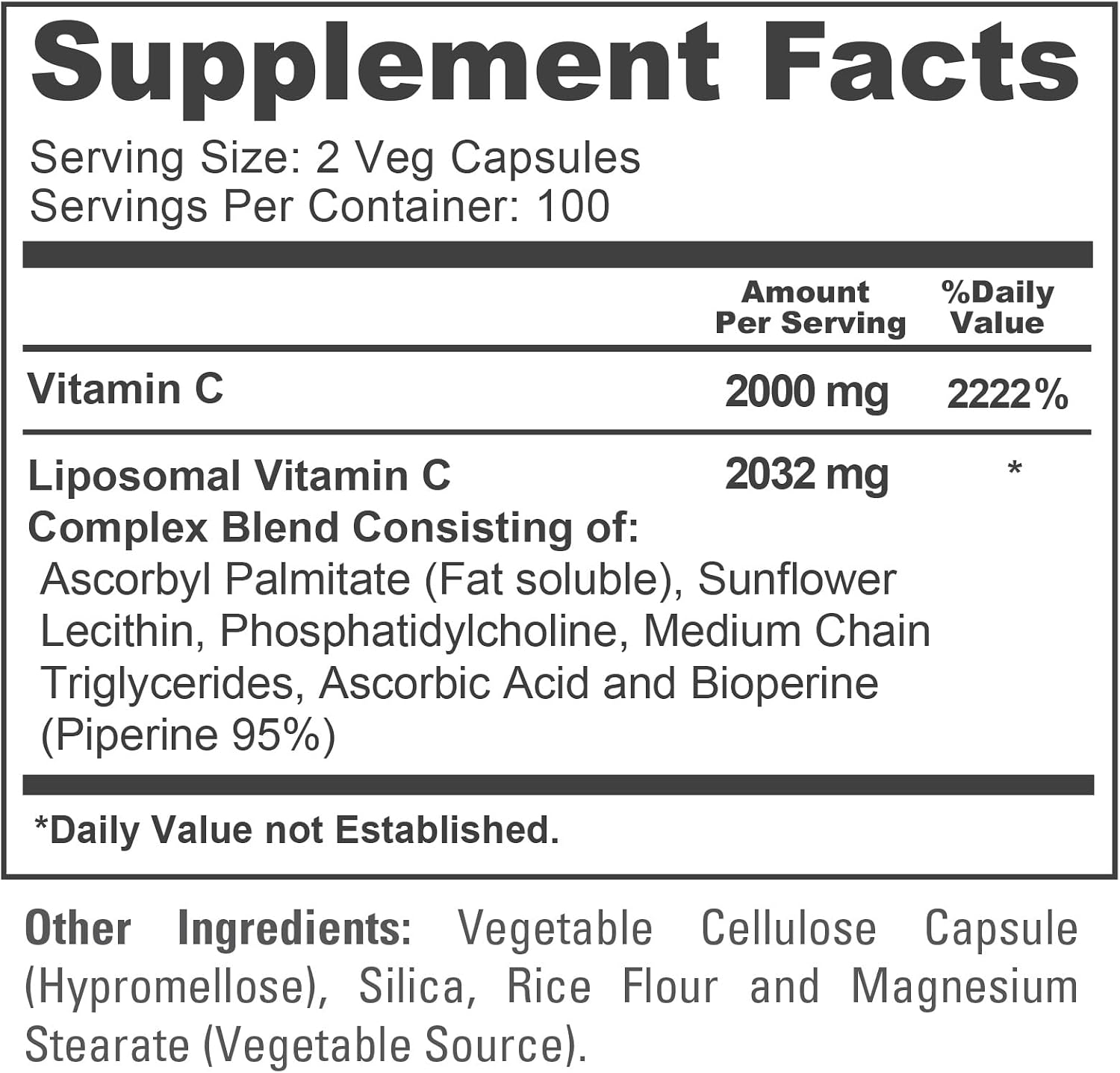 NusaPure Liposomal Vitamin C 2032mg – High Absorption Ascorbic Acid with BioPerine, 200 Vegan Capsules - görsel 4