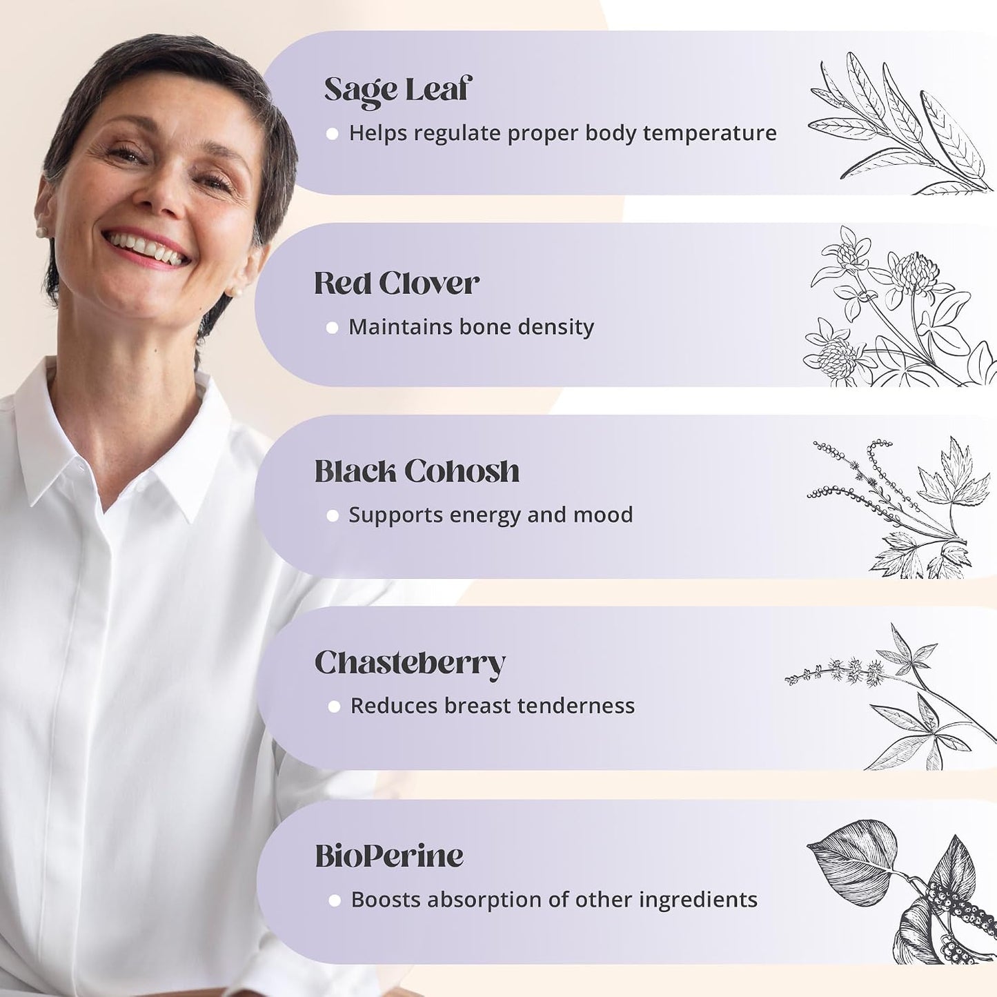 MenoRescue Menopause Supplements for Women's – All Stage Meno Relief for Hot Flushes, Hormone Support, and Complete Menopause Relief with Happy Natural Harmony Formula - görsel 6