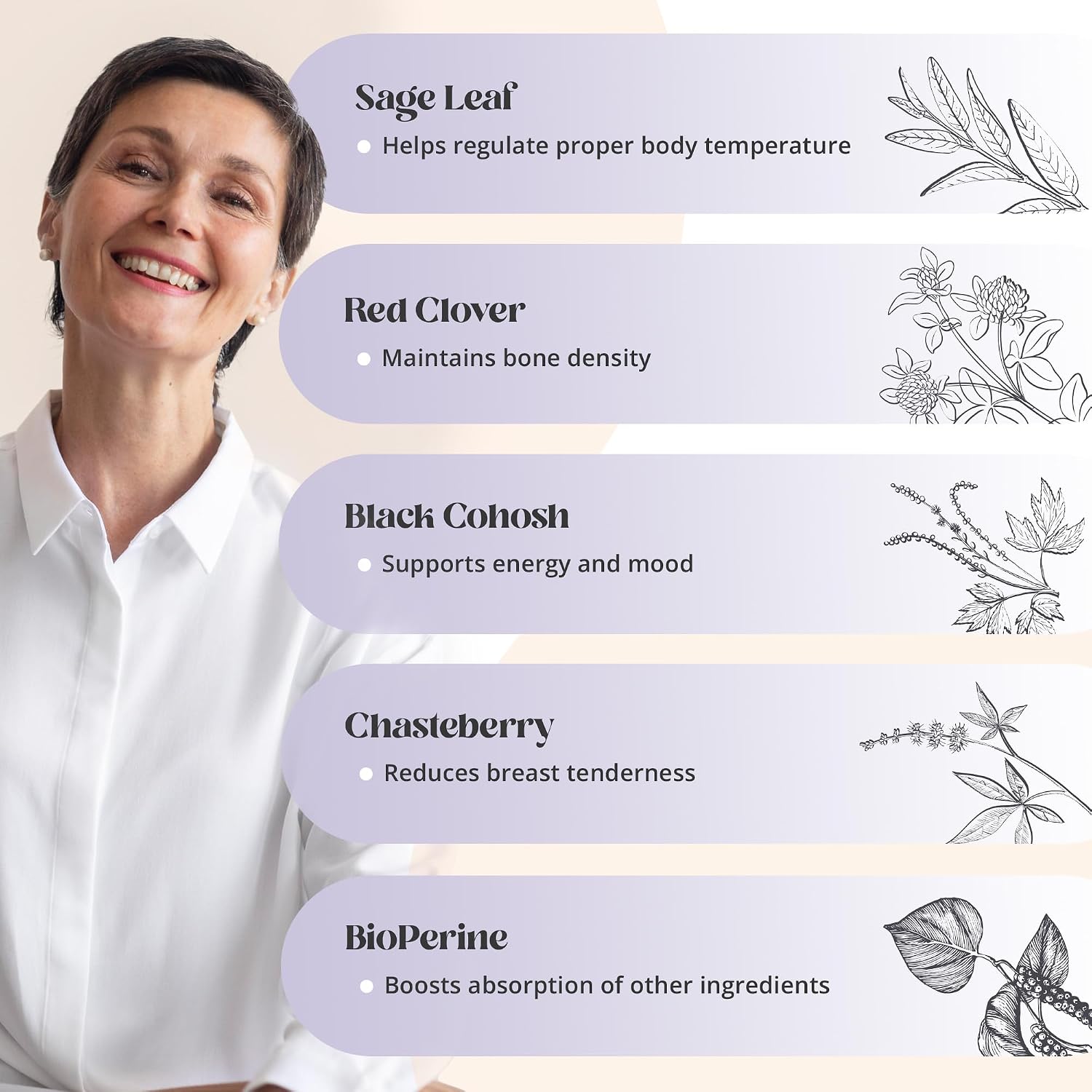 MenoRescue Menopause Supplements for Women's – All Stage Meno Relief for Hot Flushes, Hormone Support, and Complete Menopause Relief with Happy Natural Harmony Formula - görsel 6