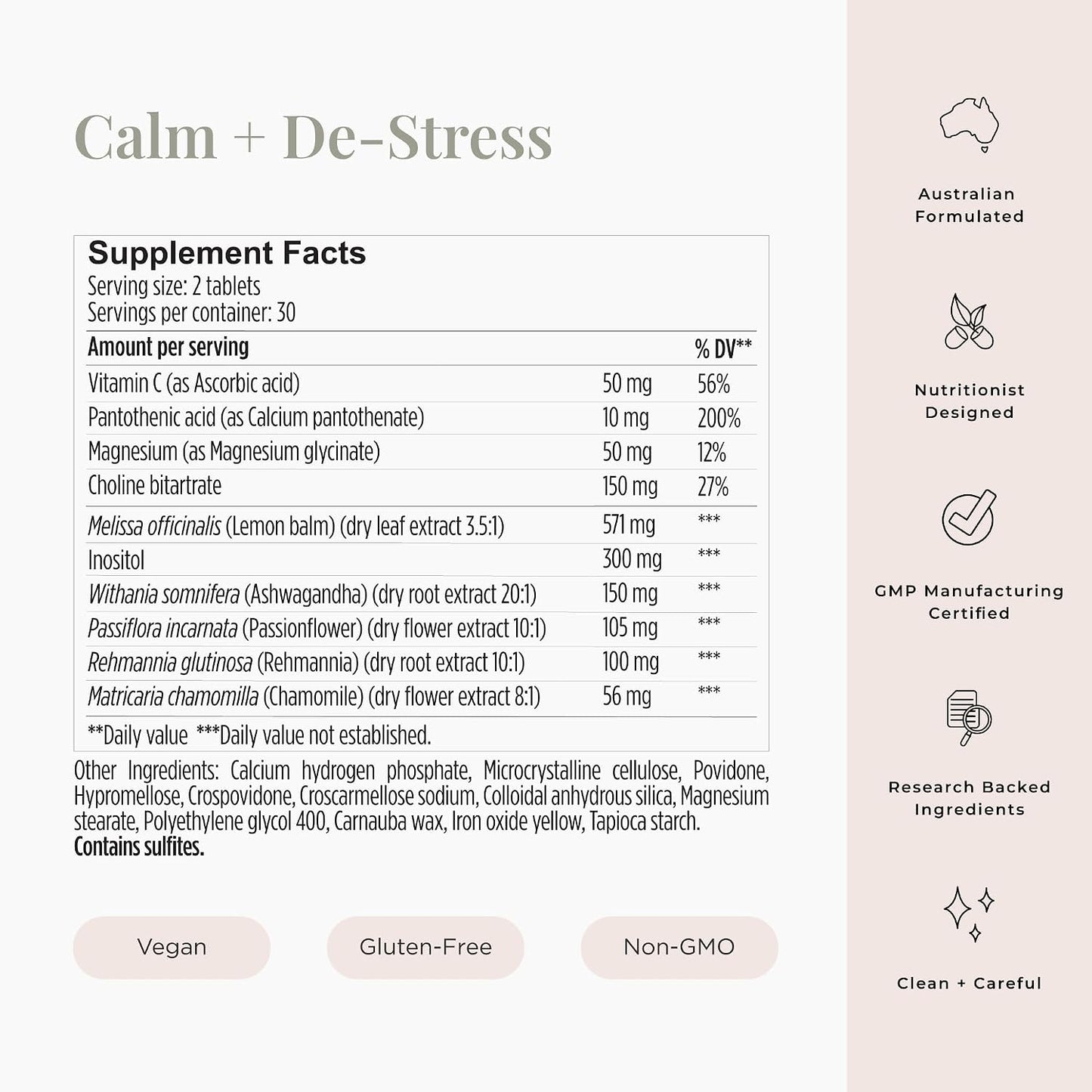 JSHealth Calm + Destress Supplement - 60 Capsules - görsel 5